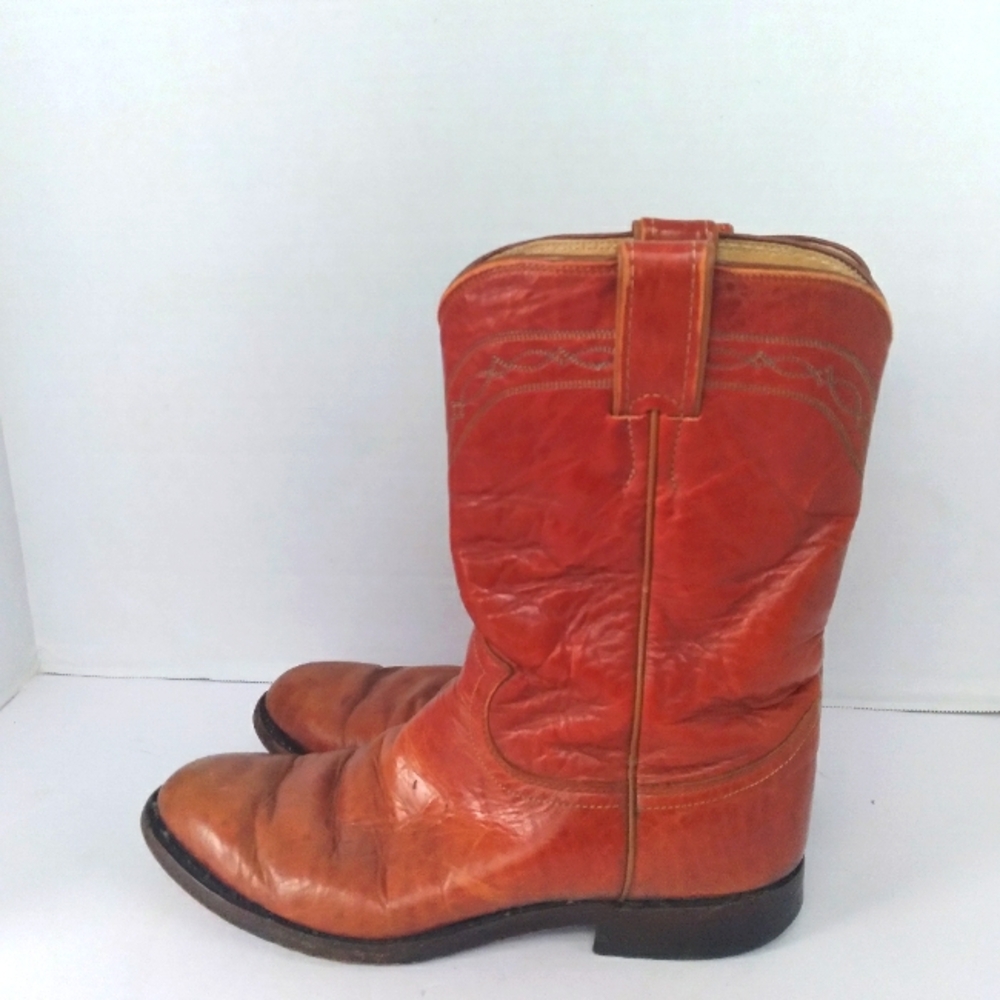 Cowboy Boots Western‎ Stitched Leather Pull On Riding Boots